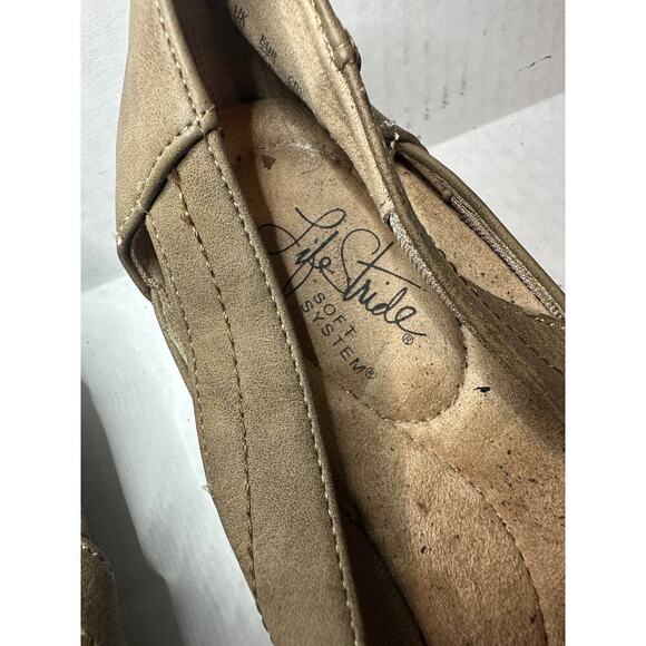 Life Stride Size 9.5 Brown Neutral Woven Closed Toe Boho Vacation Flats - Picture 4 of 9